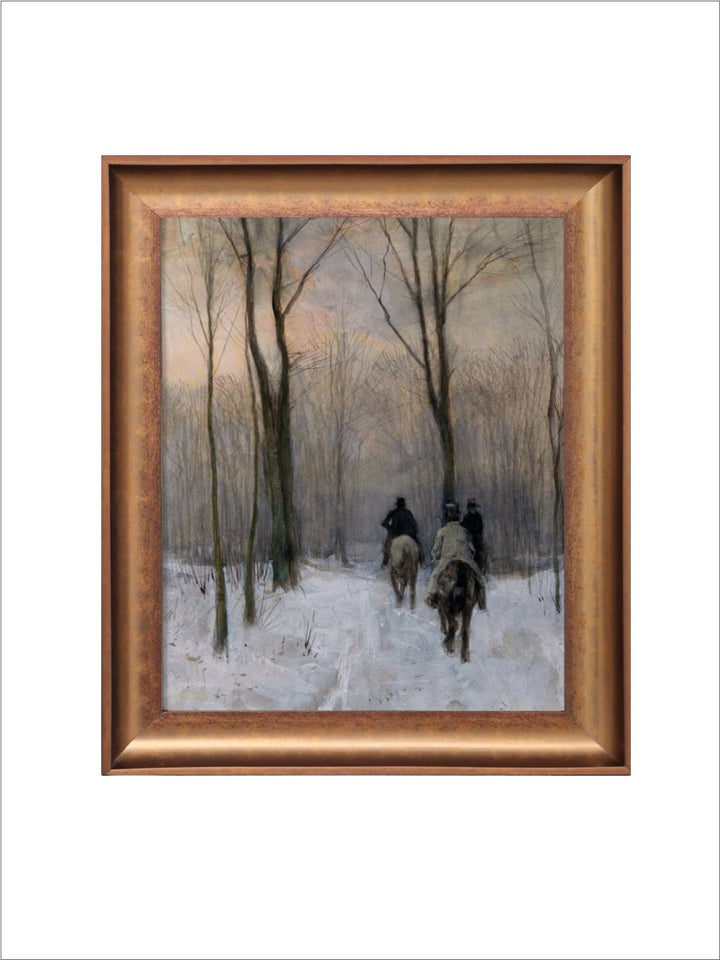 The Vintage Artistry Black & Browneuropean Winter Printed Framed Wall Painting