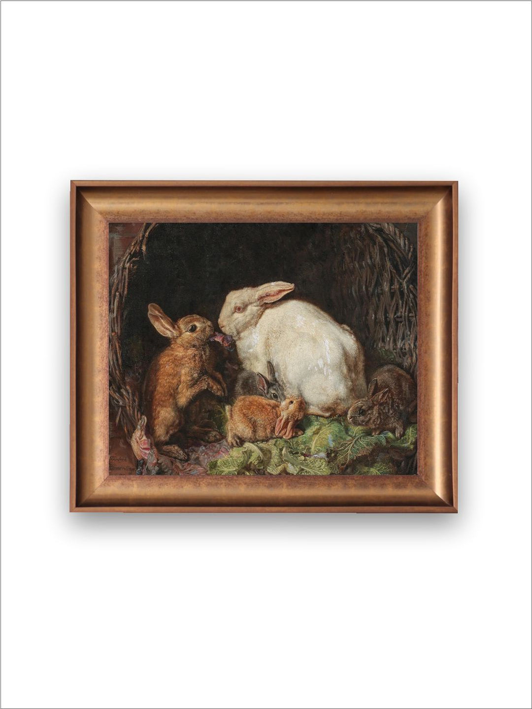 The Vintage Artistry Brown & White Rabbit Family Painting Wall Art