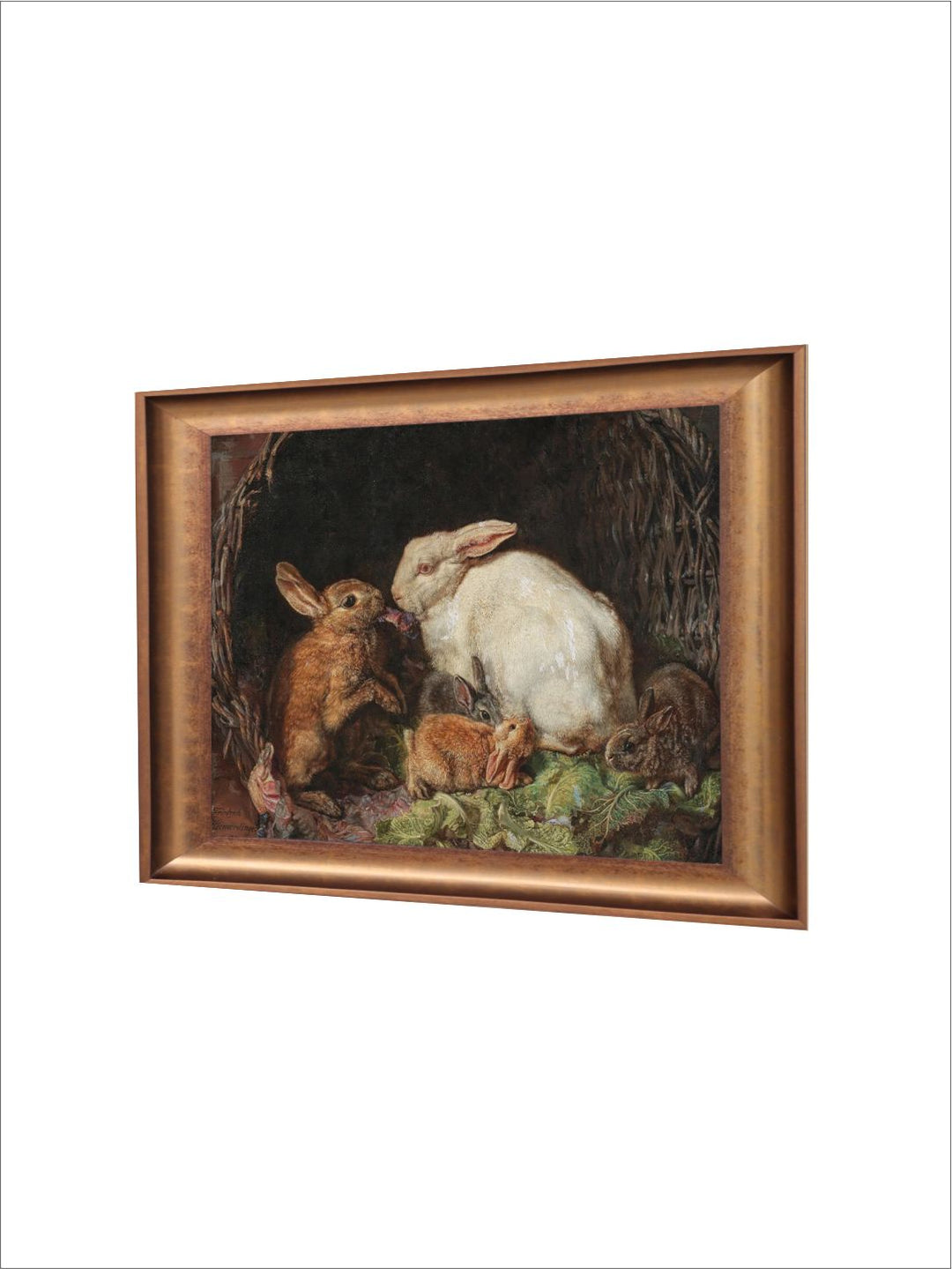 The Vintage Artistry Brown & White Rabbit Family Painting Wall Art