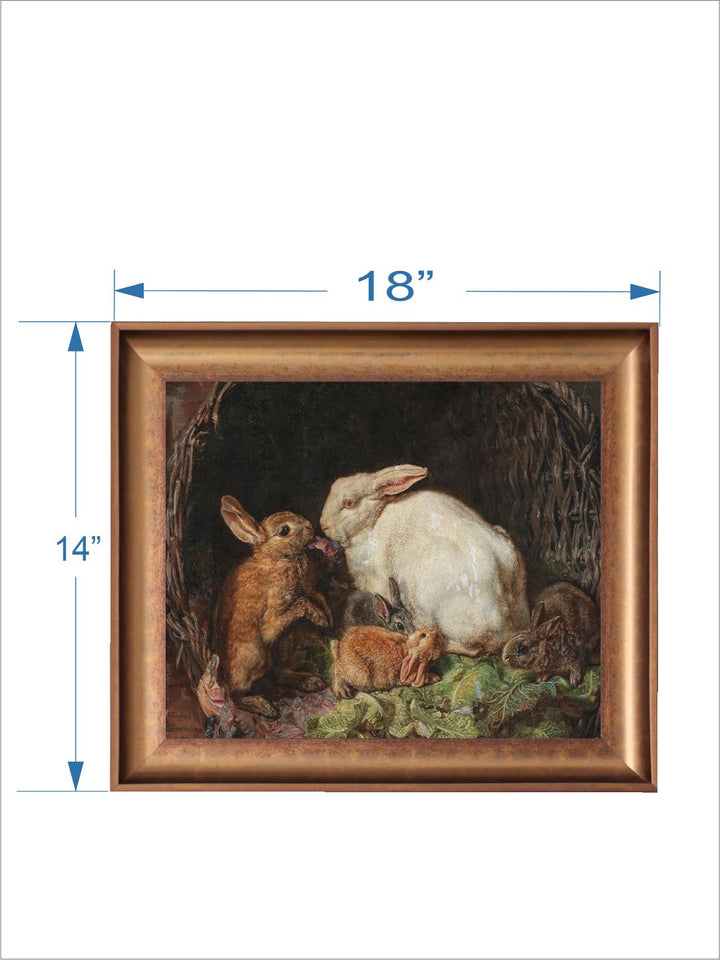 The Vintage Artistry Brown & White Rabbit Family Painting Wall Art
