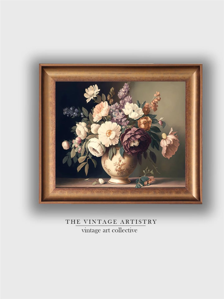 The Vintage Artistry Brown & Beige Flower Painting Wall Art