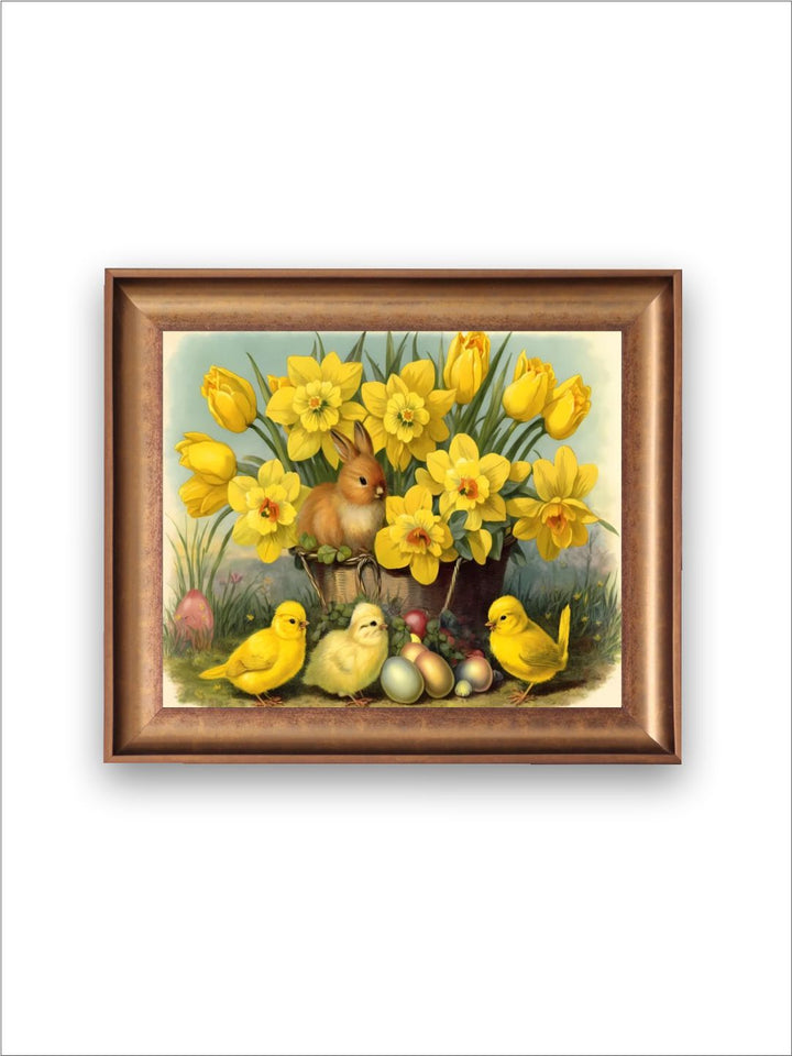 The Vintage Artistry Yellowchicks Basket Violets Painting Wall Art