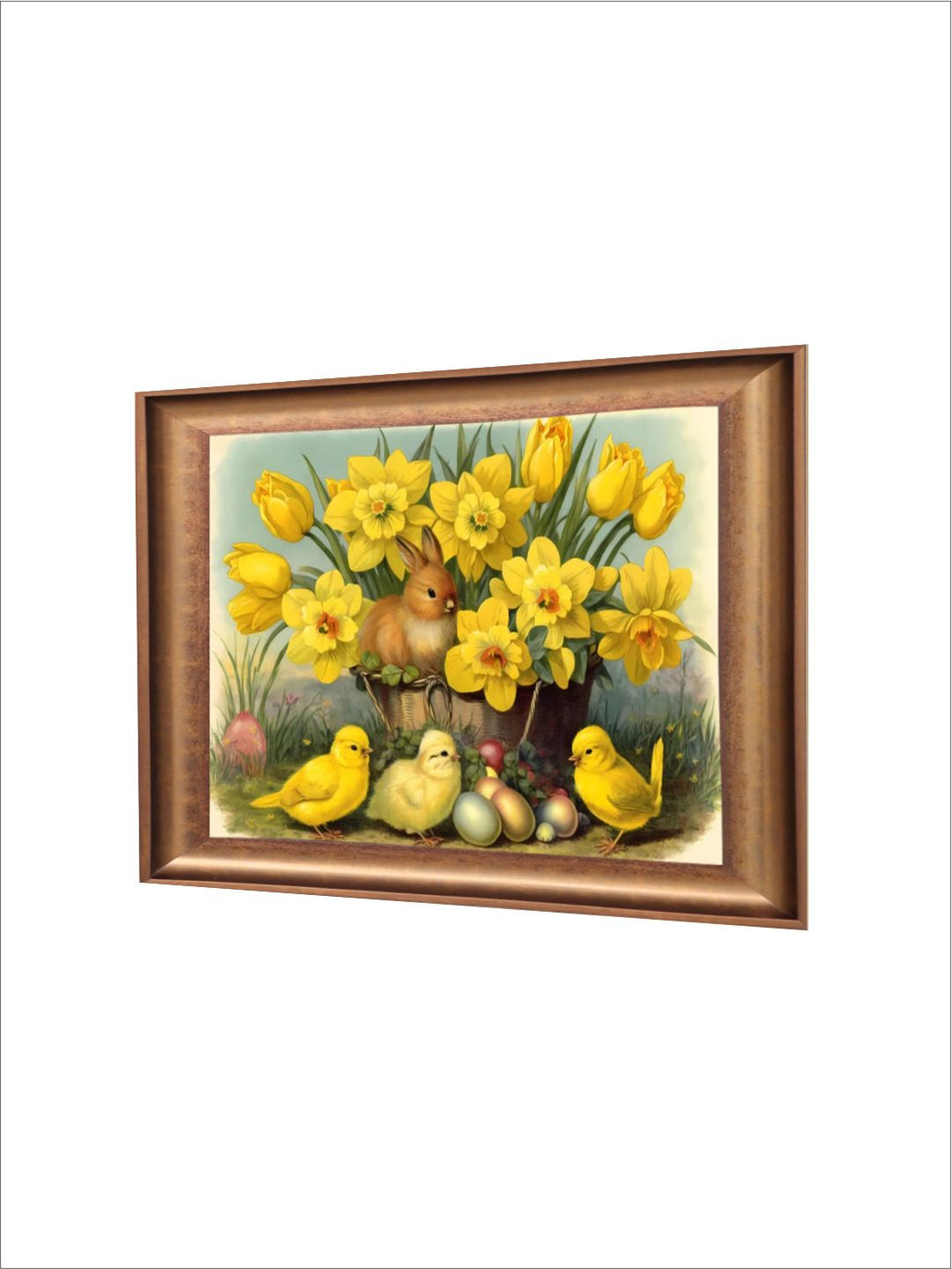 The Vintage Artistry Yellowchicks Basket Violets Painting Wall Art