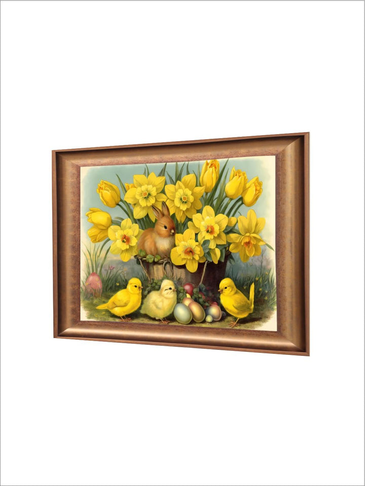 The Vintage Artistry Yellowchicks Basket Violets Painting Wall Art
