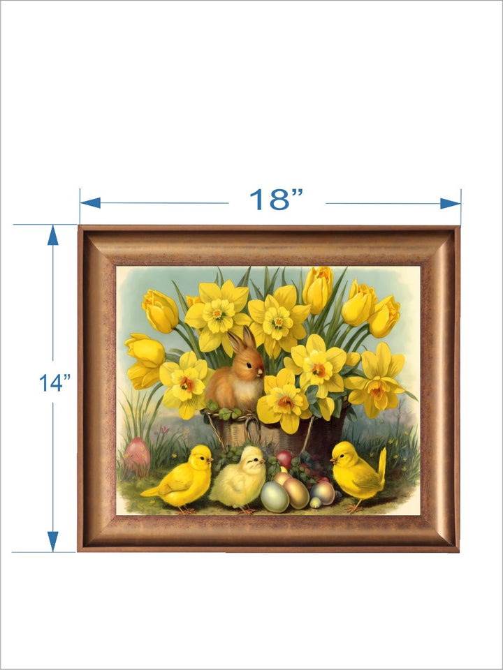 The Vintage Artistry Yellowchicks Basket Violets Painting Wall Art