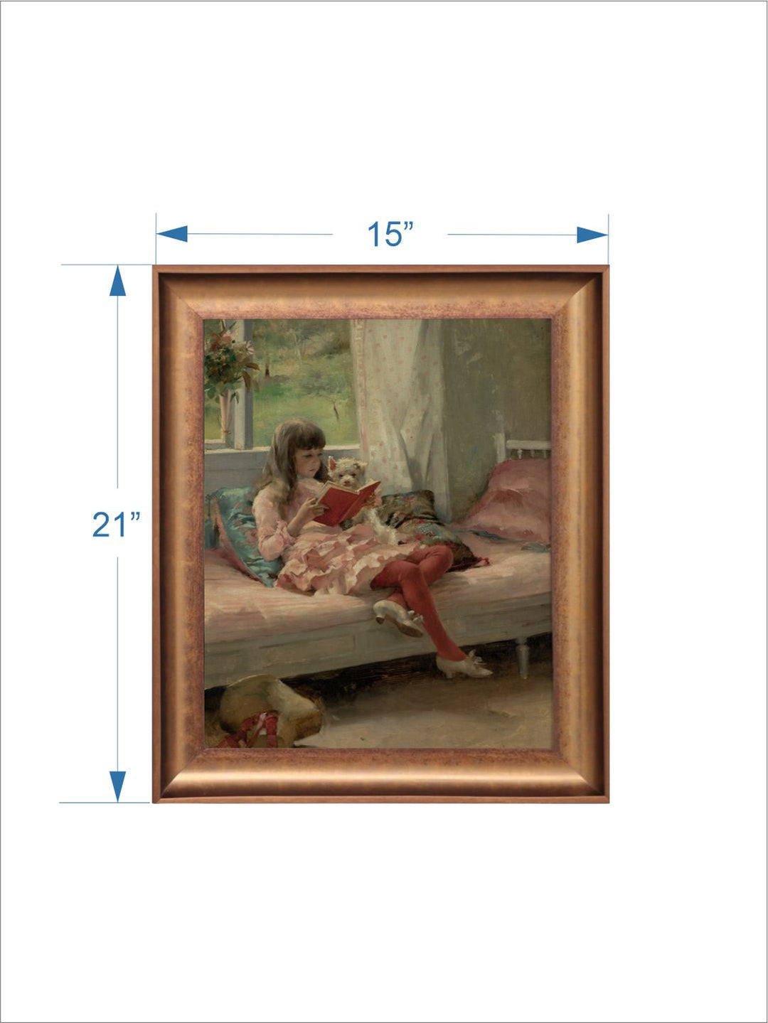 The Vintage Artistry Green & Pink Girl Reading Painting Wall Art