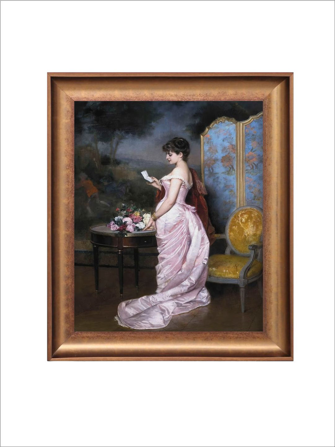 The Vintage Artistry Pink Victorian Woman Printed Painting Wall Art