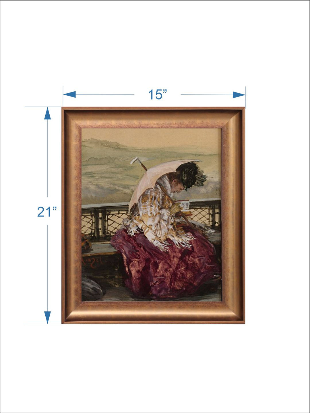 The Vintage Artistry Brown Antique Portrait Seated Woman Reading Book Painting Wall Art