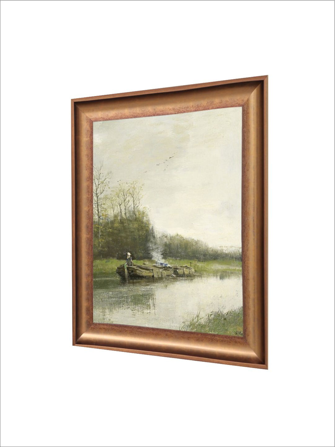 The Vintage Artistry Green Misty Lake Painting Wall Art