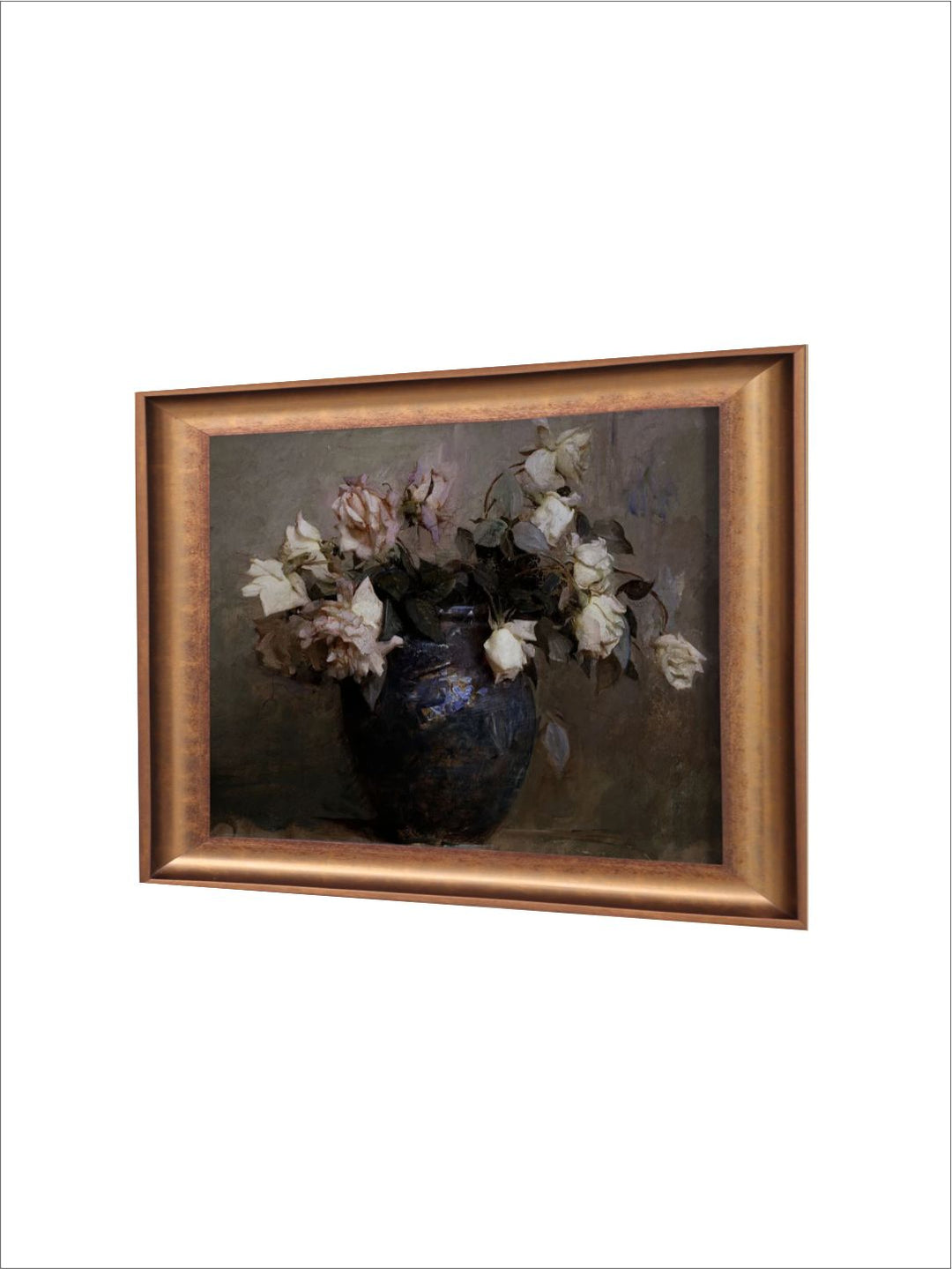 The Vintage Artistry Brown Roses Still Life Painting Wall Art