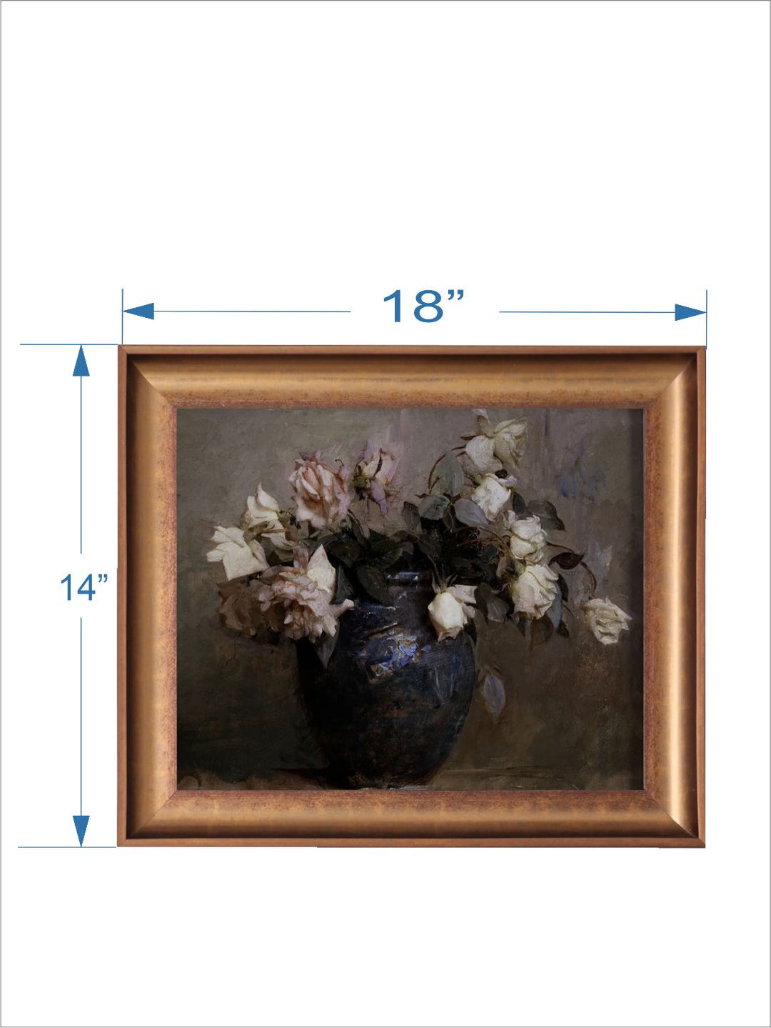 The Vintage Artistry Brown Roses Still Life Painting Wall Art