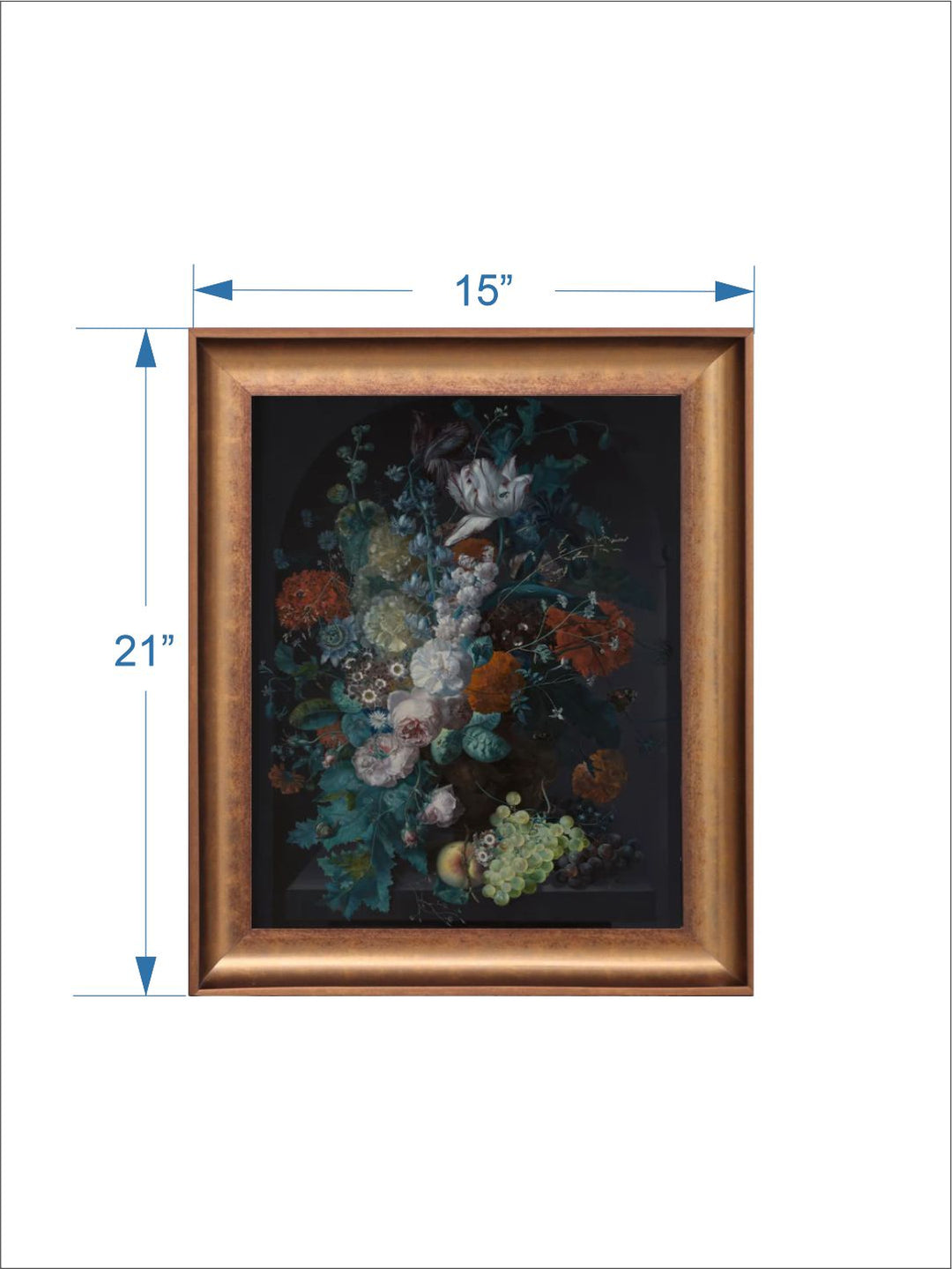 The Vintage Artistry Teal Green A Vase Of Flowers Painting Wall Art