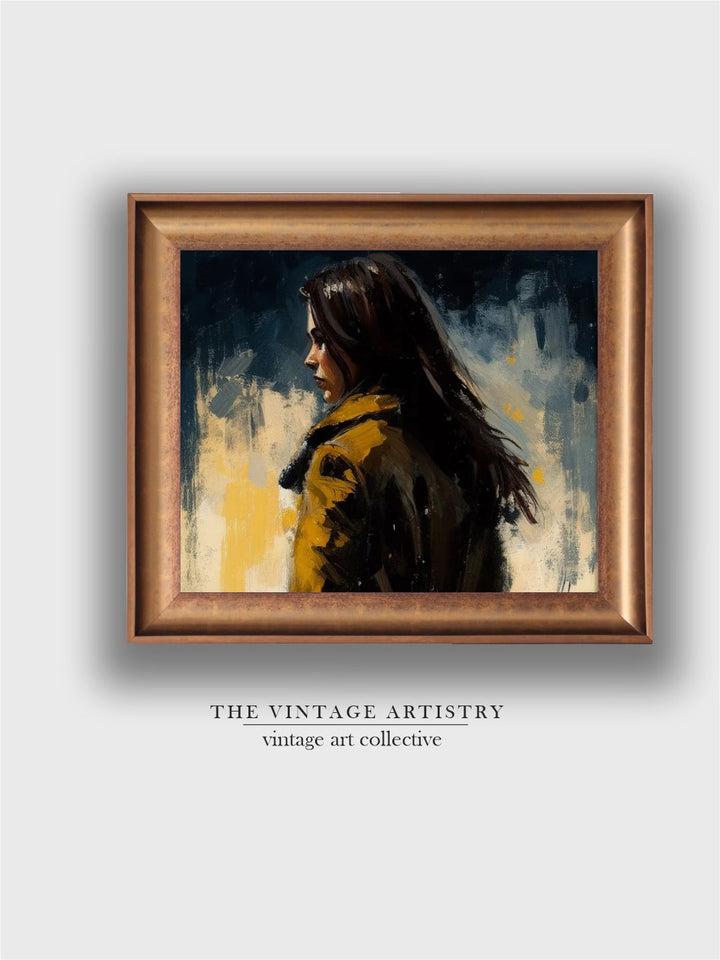 The Vintage Artistry Brown & Bluewoman Painting Wall Art