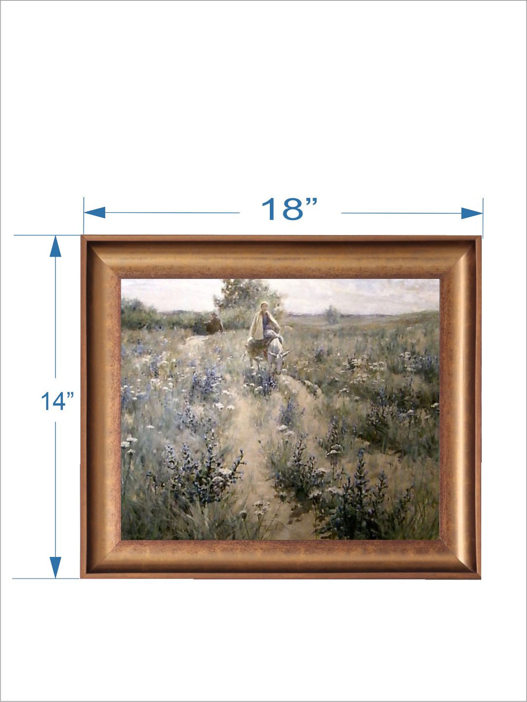 The Vintage Artistry Beige Girl Riding A Donkey Painting Wall Art
