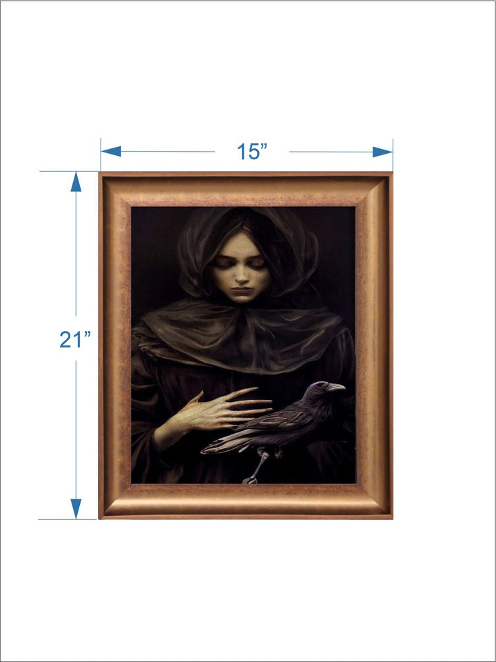 The Vintage Artistry Black Victorian Witch Portrait Painting Wall Art