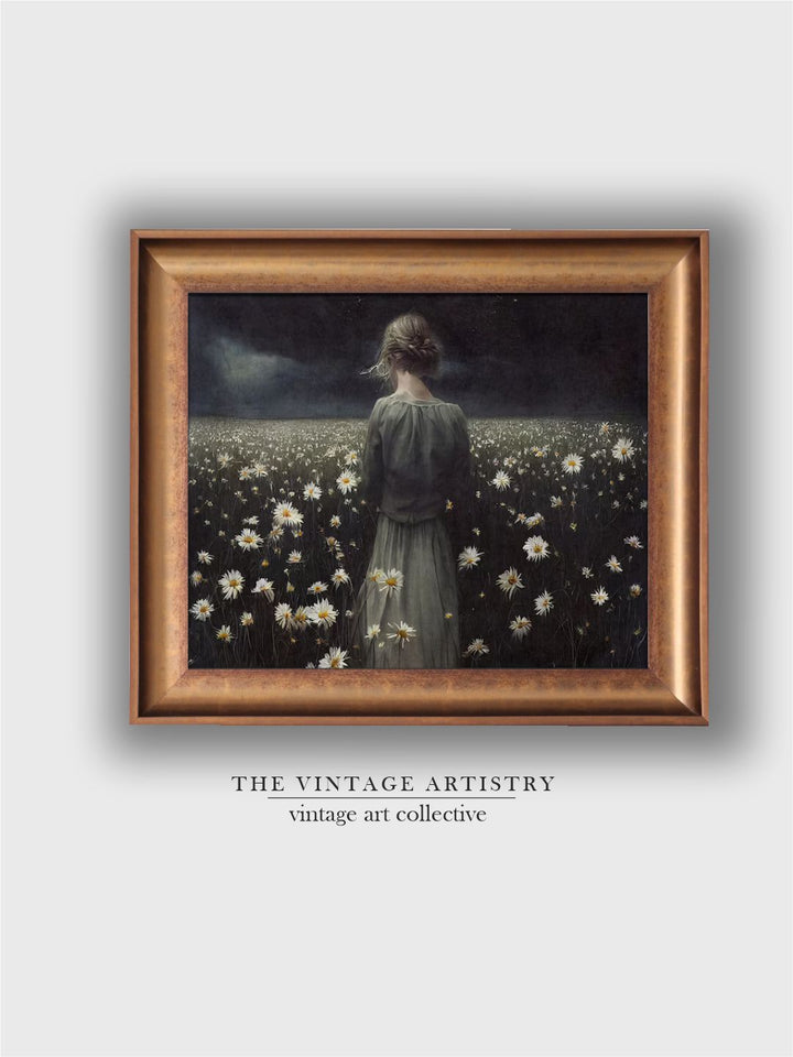 The Vintage Artistry Green & White Wild Flower Field Painting Wall Art