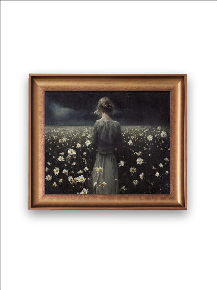 The Vintage Artistry Green & White Wild Flower Field Painting Wall Art