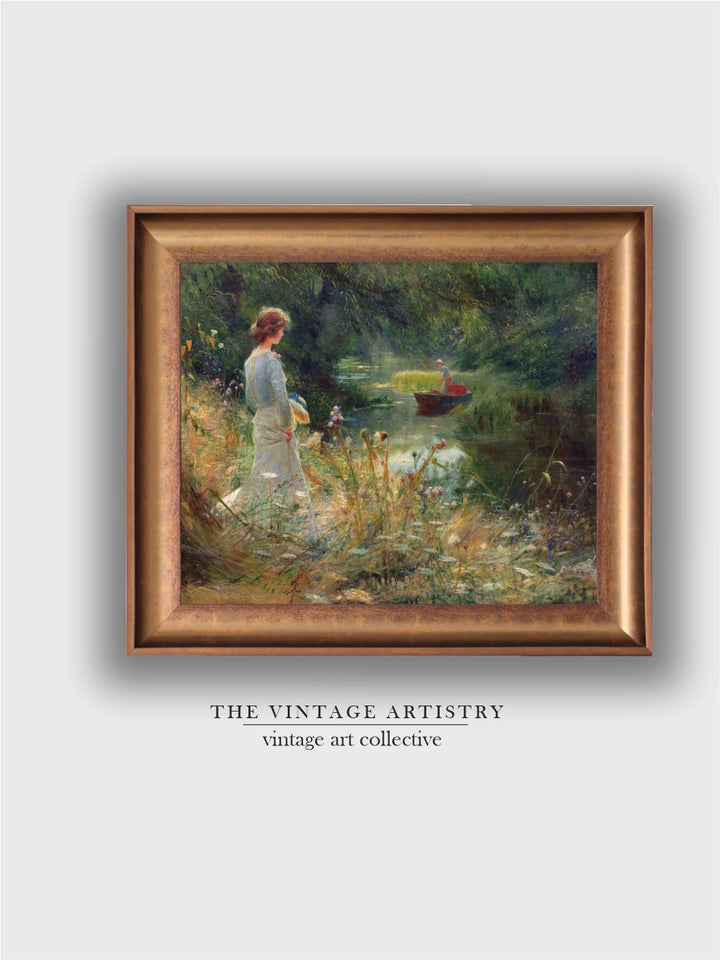 The Vintage Artistry Greenfrench Country Cottage Garden Meadow Painting Wall Art