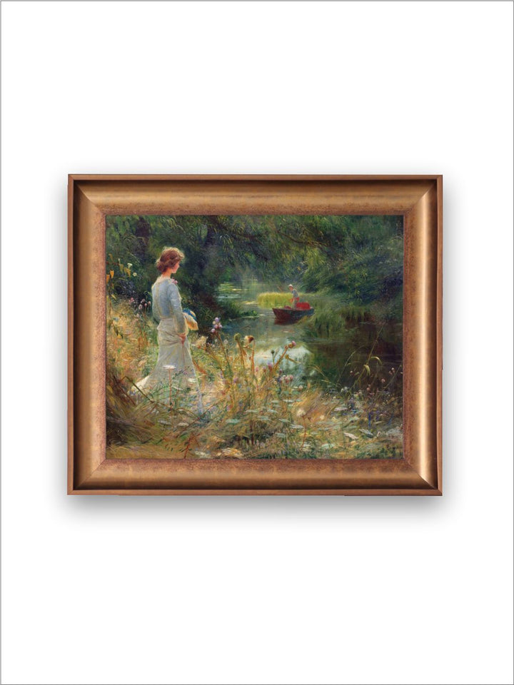 The Vintage Artistry Greenfrench Country Cottage Garden Meadow Painting Wall Art
