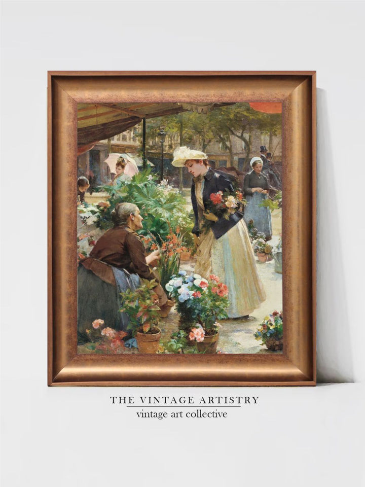 The Vintage Artistry Brown Louis Gabriel Flower Market Painting Wall Art