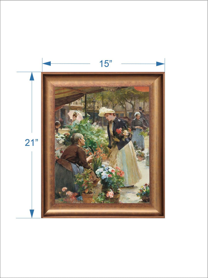 The Vintage Artistry Brown Louis Gabriel Flower Market Painting Wall Art