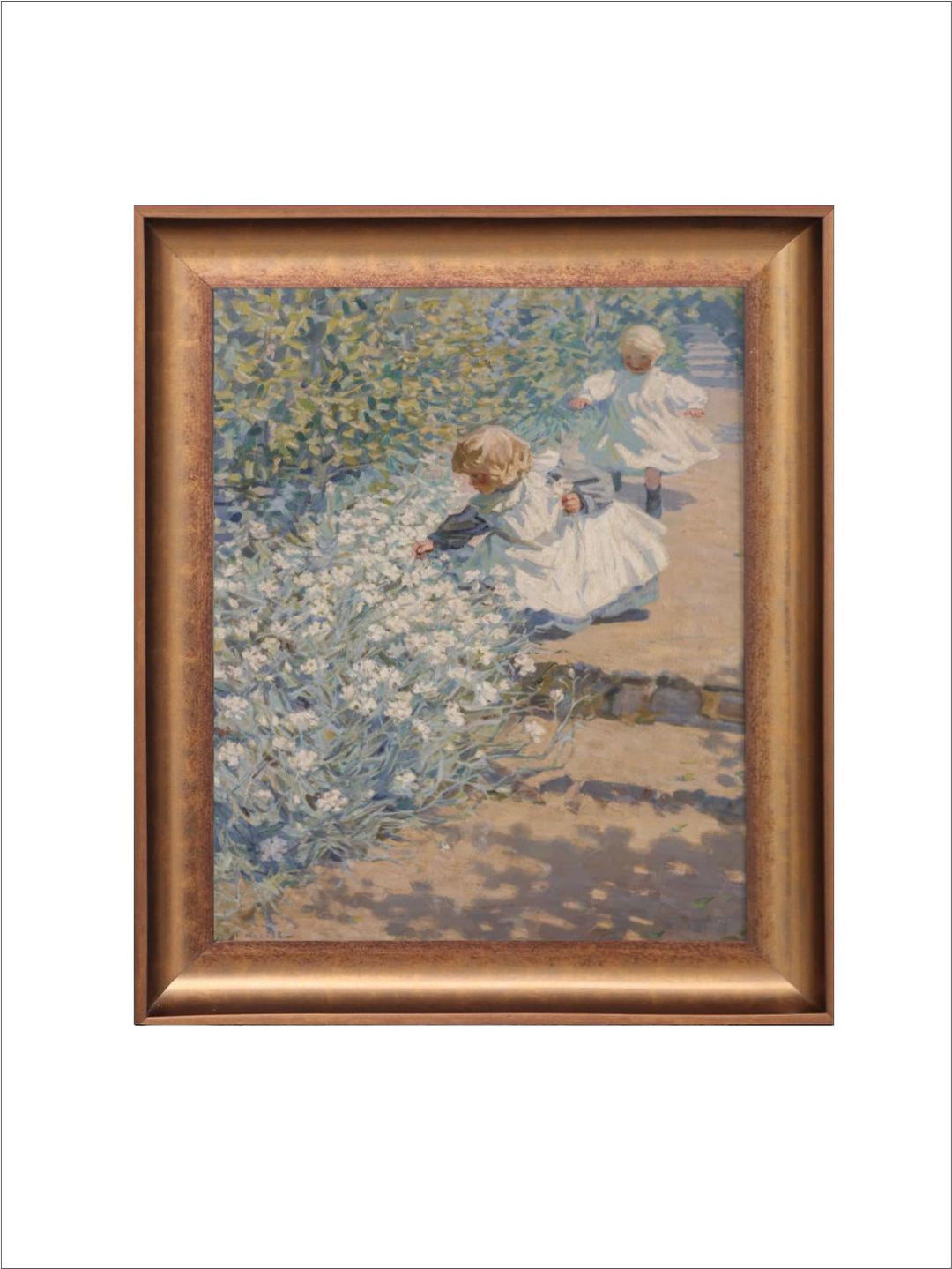 The Vintage Artistry Brown & Blue Picking Flowers Painting Wall Art