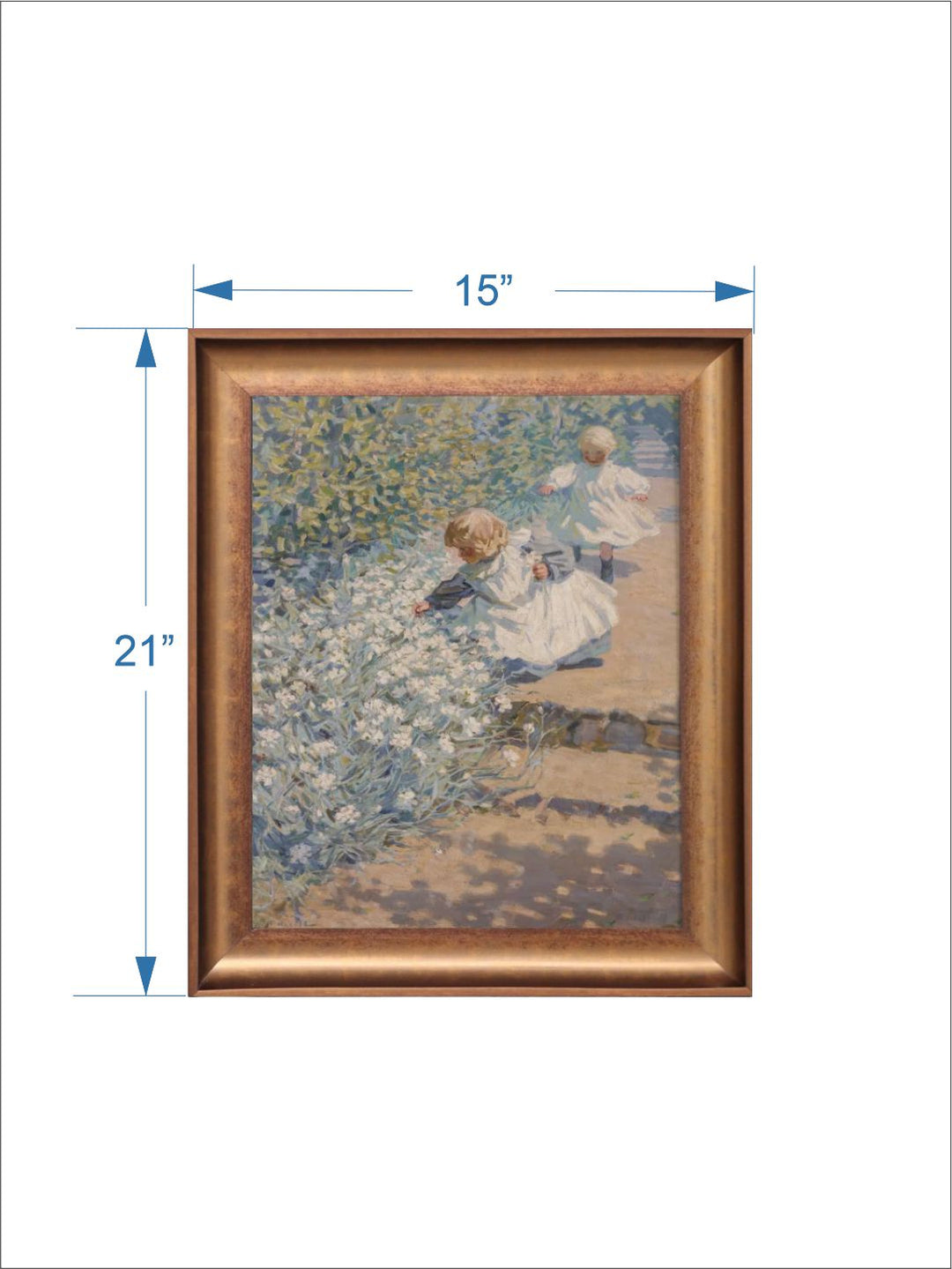 The Vintage Artistry Brown & Blue Picking Flowers Painting Wall Art