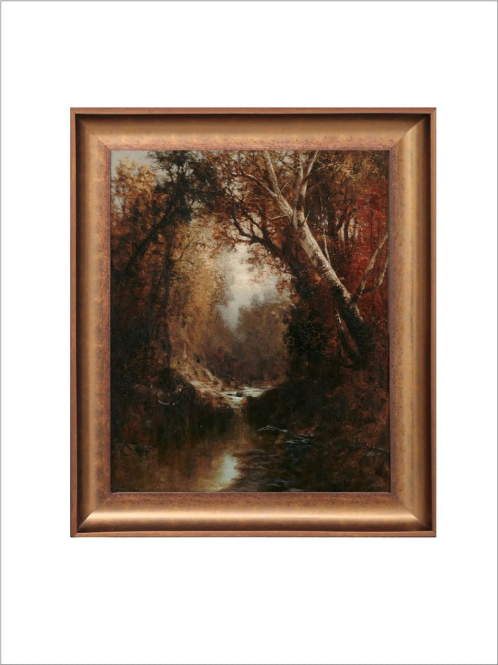 The Vintage Artistry Beige & Red Autumn Forest Landscape Painting Wall Art
