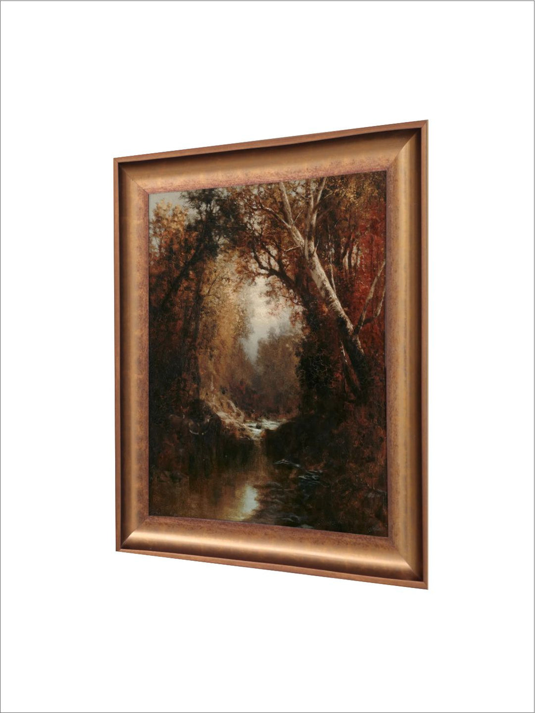 The Vintage Artistry Beige & Red Autumn Forest Landscape Painting Wall Art