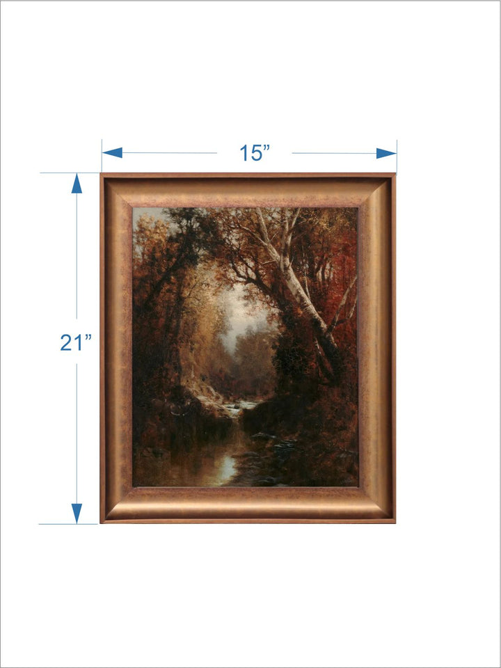 The Vintage Artistry Beige & Red Autumn Forest Landscape Painting Wall Art