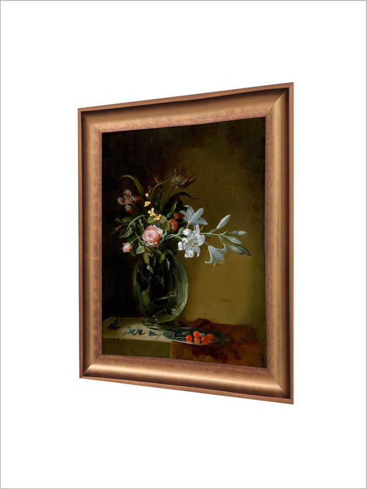The Vintage Artistry Beige & Green Floral Still Life Painted Wall Art