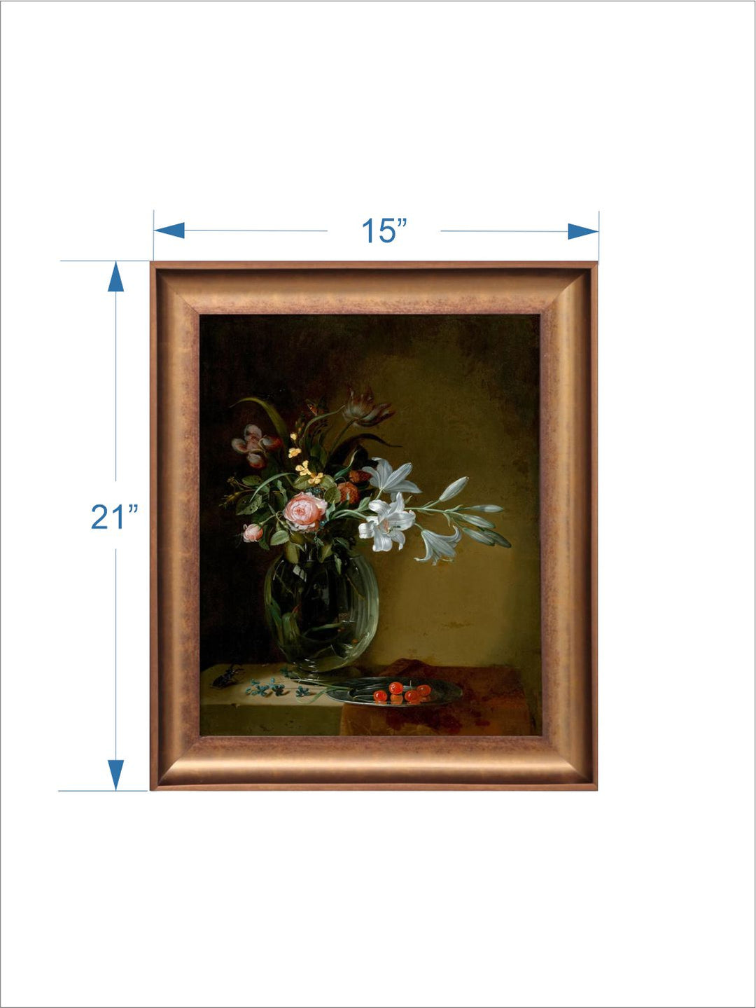 The Vintage Artistry Beige & Green Floral Still Life Painted Wall Art