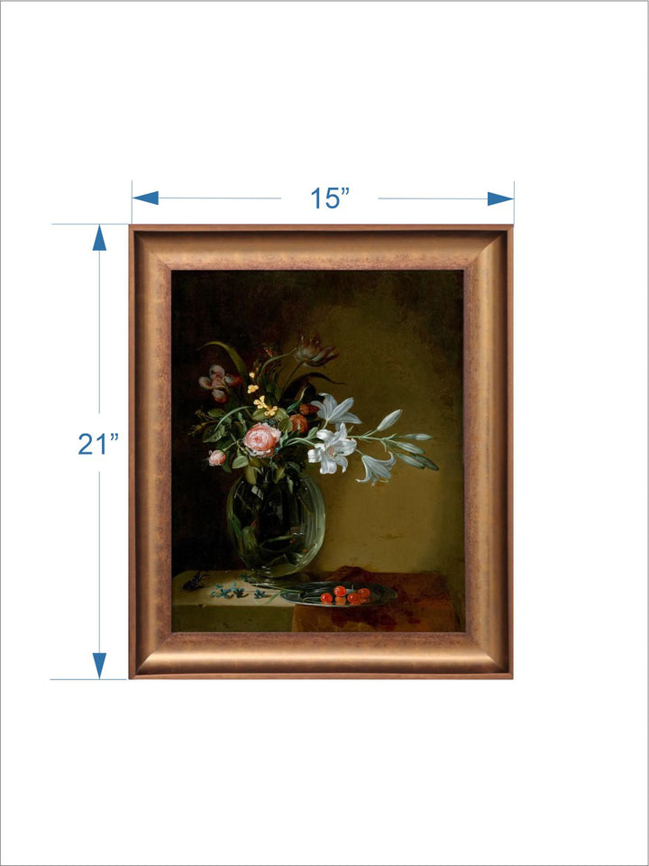 The Vintage Artistry Beige & Green Floral Still Life Painted Wall Art