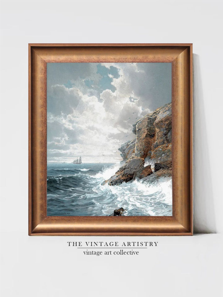 The Vintage Artistry Ocean Shore Waves Painted Wall Art