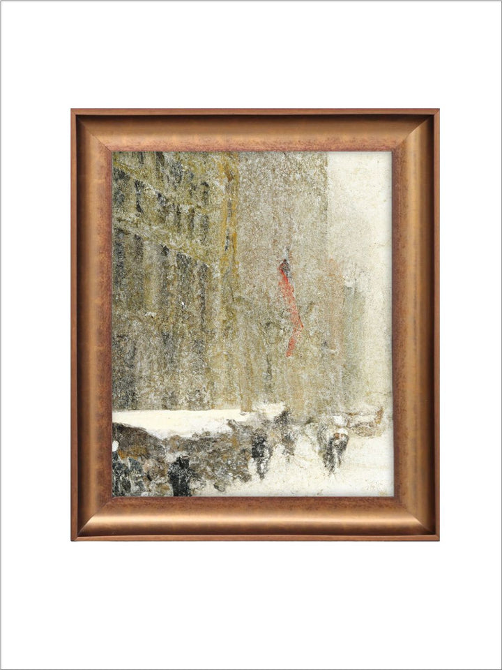 The Vintage Artistry Brown & Green Winter Cityscape Framed Wall Painting