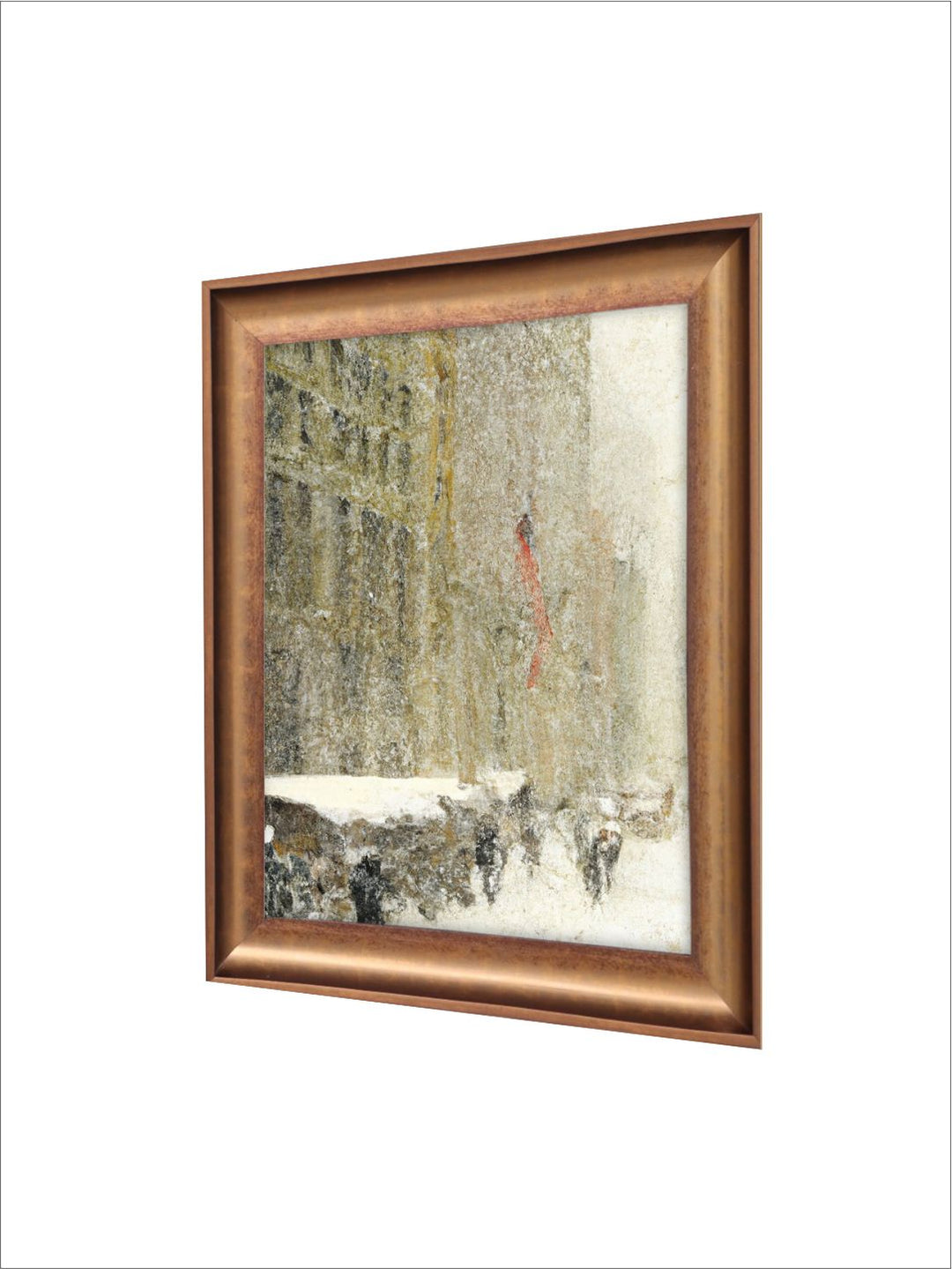 The Vintage Artistry Brown & Green Winter Cityscape Framed Wall Painting
