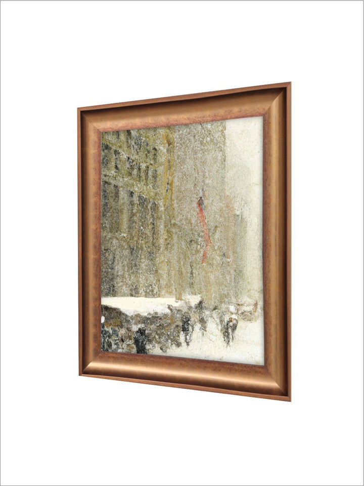 The Vintage Artistry Brown & Green Winter Cityscape Framed Wall Painting