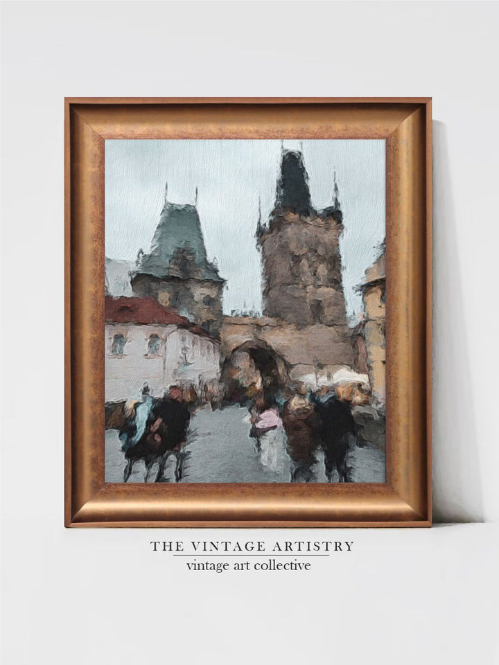 The Vintage Artistry Brown & Greyinspired Prague Oil Painting Wall Art