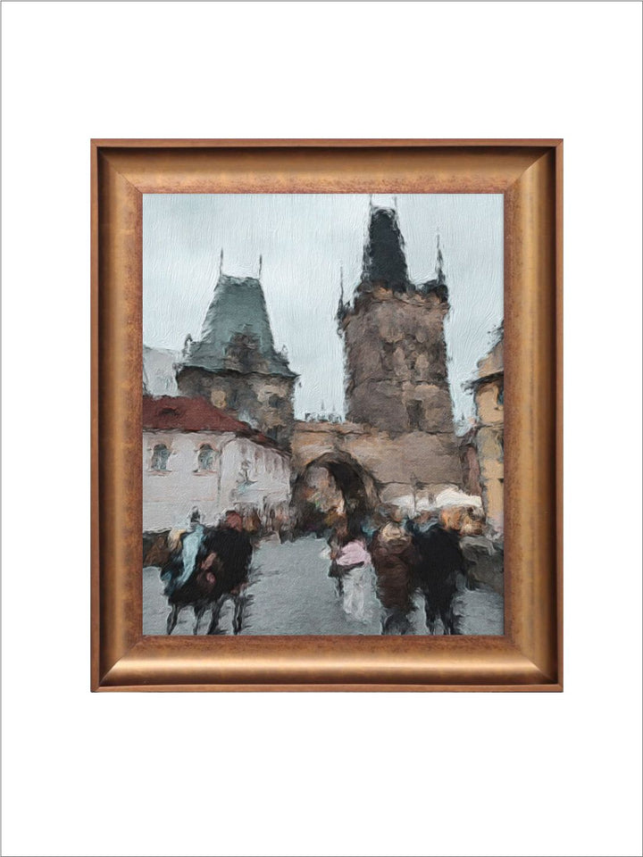 The Vintage Artistry Brown & Greyinspired Prague Oil Painting Wall Art