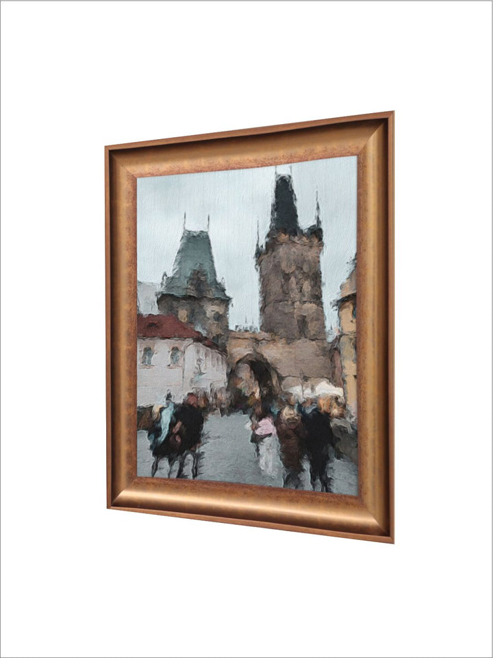 The Vintage Artistry Brown & Greyinspired Prague Oil Painting Wall Art