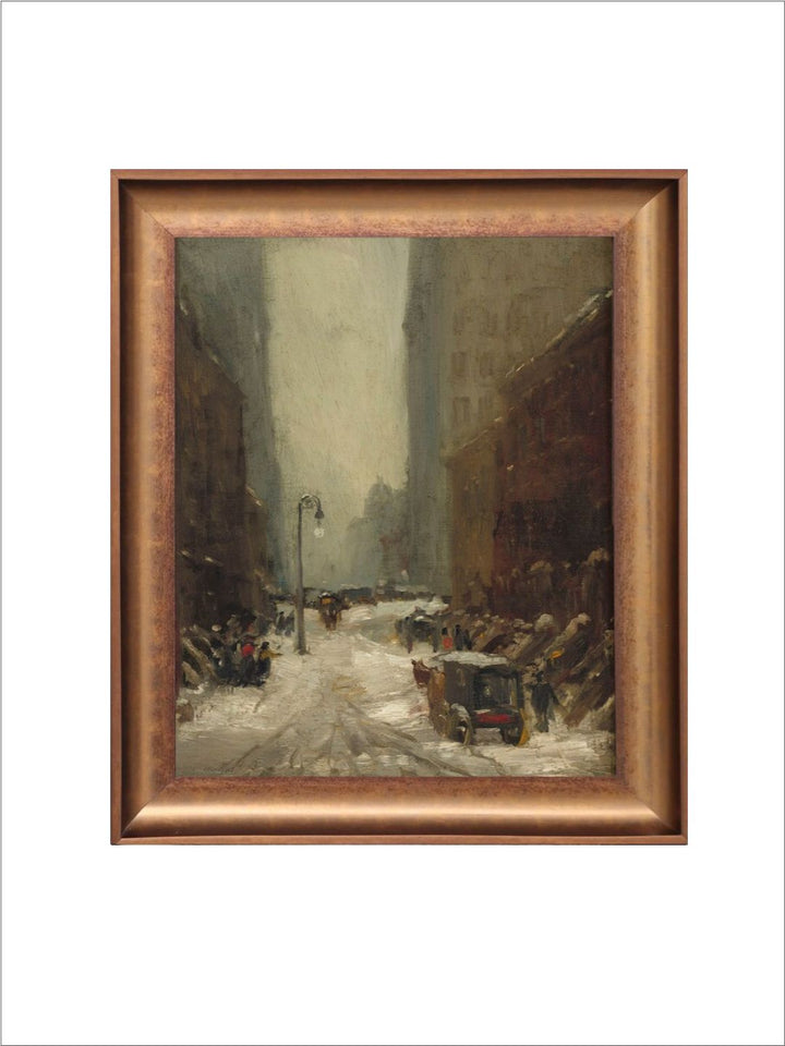 The Vintage Artistry Brown & Green Snow In New York Printed Wall Art