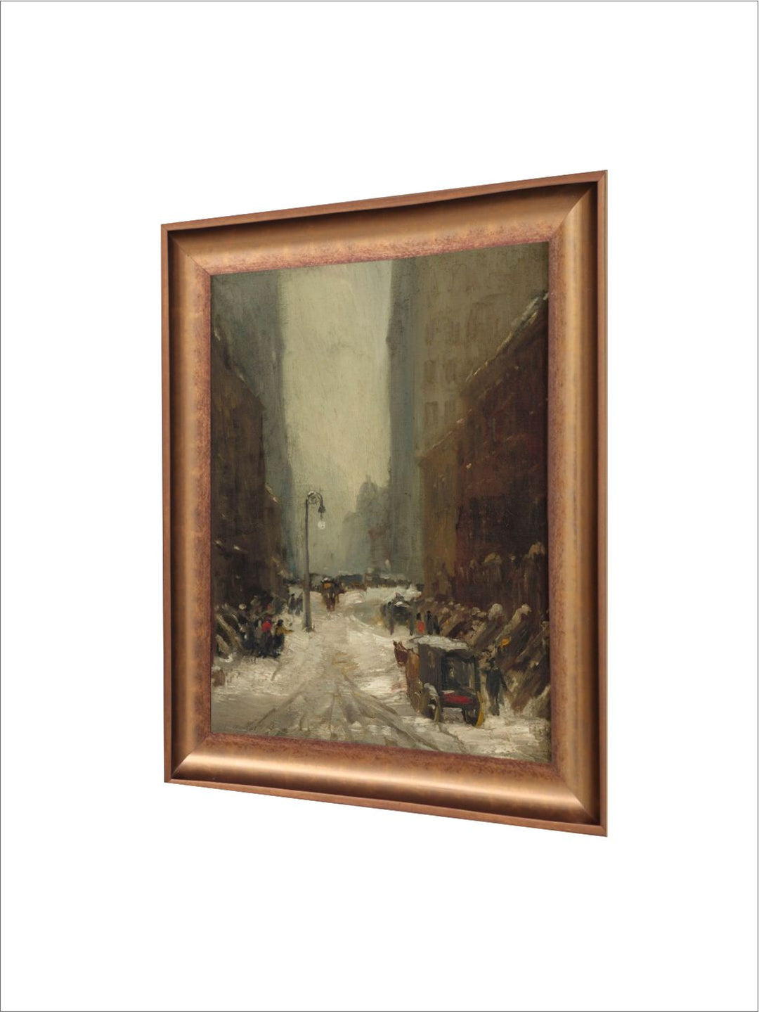 The Vintage Artistry Brown & Green Snow In New York Printed Wall Art