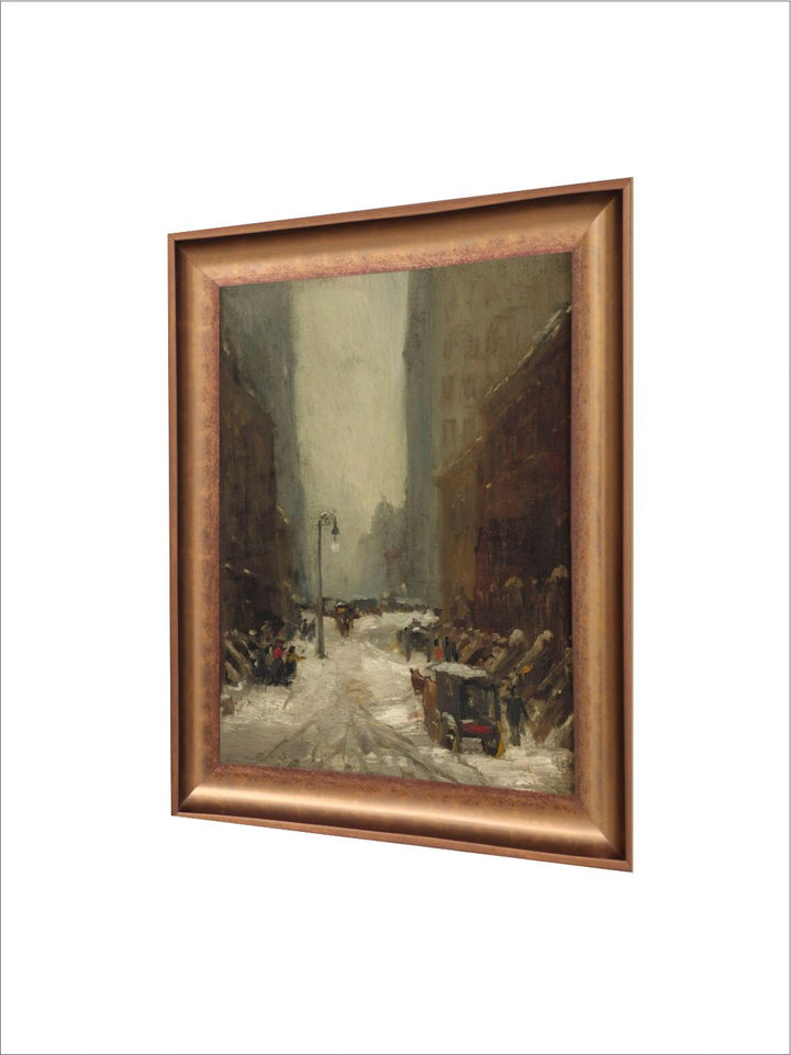 The Vintage Artistry Brown & Green Snow In New York Printed Wall Art