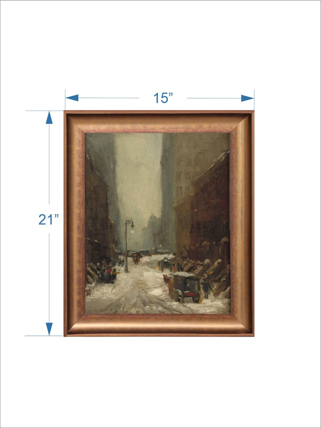 The Vintage Artistry Brown & Green Snow In New York Printed Wall Art