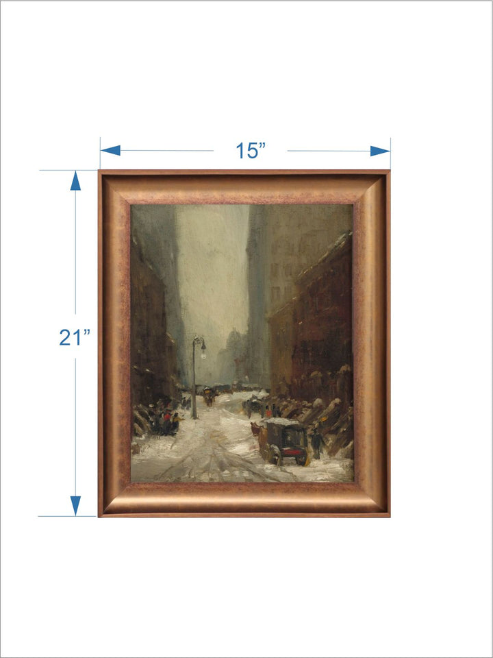 The Vintage Artistry Brown & Green Snow In New York Printed Wall Art