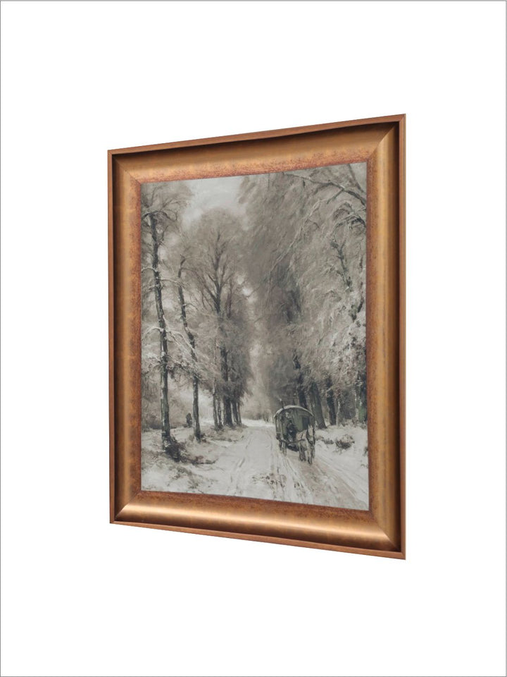 The Vintage Artistry Grey & Gold-Toned Moody Forest Painting Wall Art