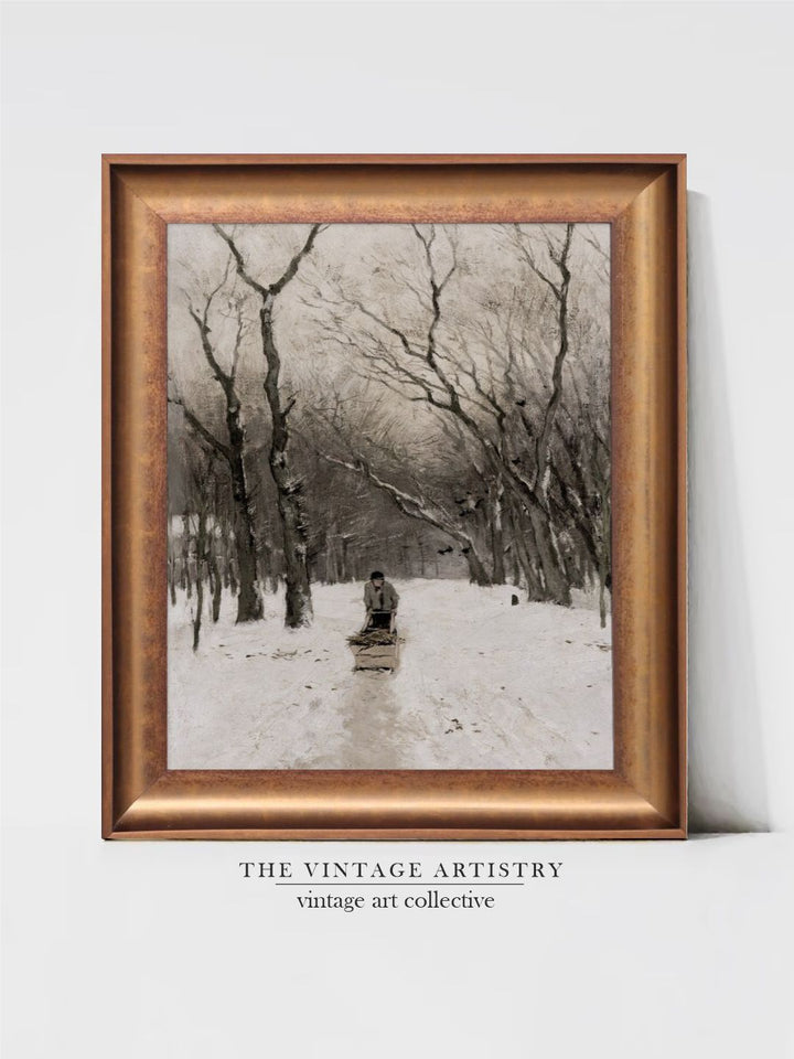 The Vintage Artistry Brown & Grey Printed Landscape Painting Wall Art