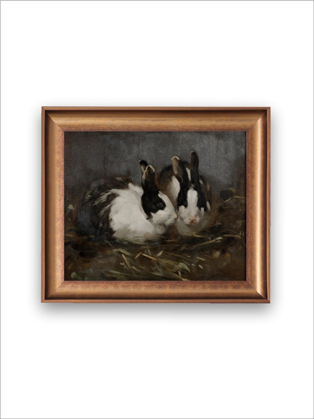 The Vintage Artistry Black & White Printed Bunny Painting Wall Art