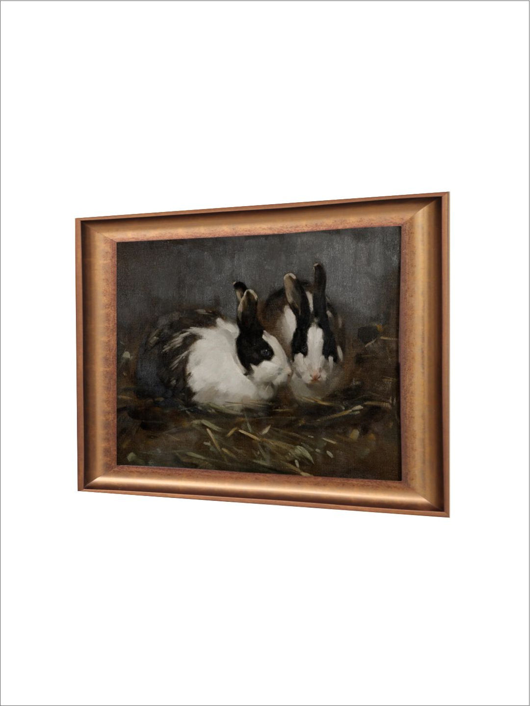 The Vintage Artistry Black & White Printed Bunny Painting Wall Art
