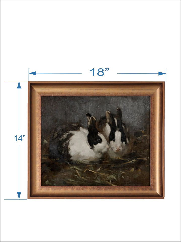 The Vintage Artistry Black & White Printed Bunny Painting Wall Art